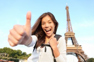 Happy tourist in Paris